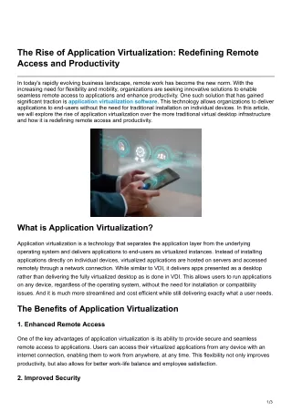 The Rise of Application Virtualization Redefining Remote Access and Productivity