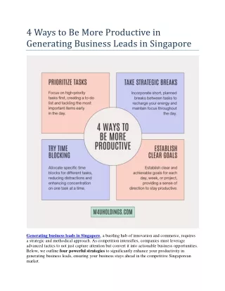 4 Ways to Be More Productive in Generating Business Leads in Singapore