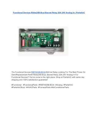 Functional Devices Ribtw24B-Bcai-Bacnet Relay 20A 24V Analog In _ PartsHnC