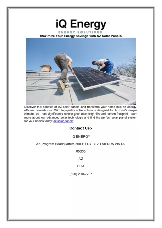 Maximize Your Energy Savings with AZ Solar Panels