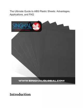 The Ultimate Guide to ABS Plastic Sheets_ Advantages, Applications, and FAQ