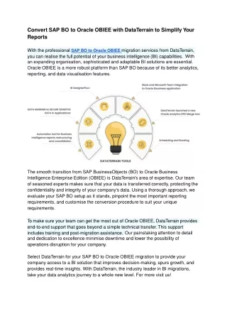 Convert SAP BO to Oracle OBIEE with DataTerrain to Simplify Your Reports