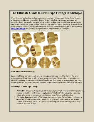 The Ultimate Guide to Brass Pipe Fittings in Michigan