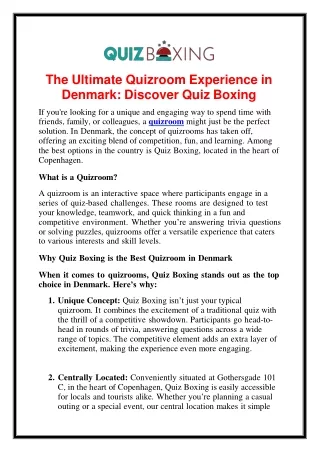 The Ultimate Quizroom Experience in Denmark Discover Quiz Boxing