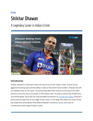 Shikhar Dhawan_ A Legendary Career in Indian Cricket