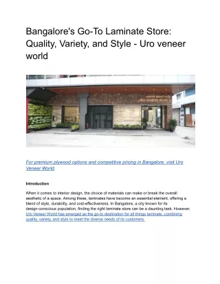 Bangalore's Go-To Laminate Store_ Quality, Variety, and Style - Uro veneer world