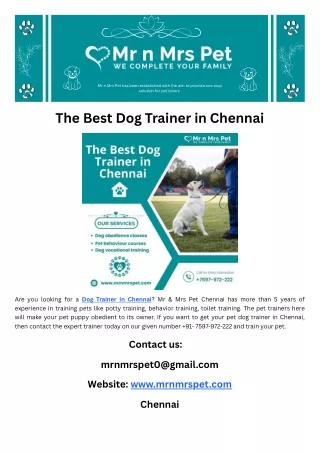 The Best Dog Trainer in Chennai