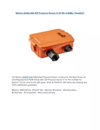Belimo 22Adp-584-Diff Pressure Sensor 0-10~Wc 4-20Ma _ PartsHnC