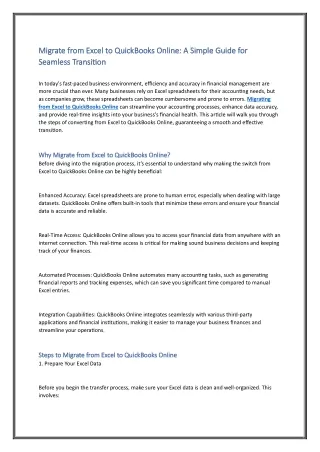 Migrate from Excel to QuickBooks Online: A Simple Guide for Seamless Transition