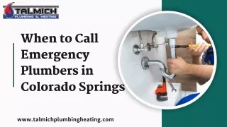 When to Call Emergency Plumbers in Colorado Springs