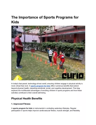 The Importance of Sports Programs for Kids