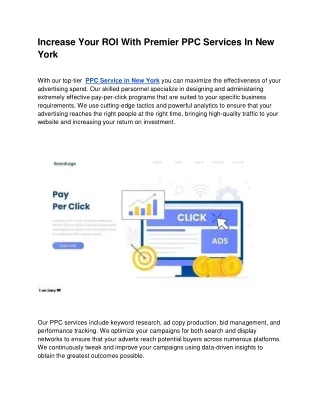 Increase Your ROI With Premier PPC Services In New York