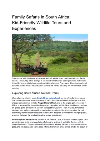 Family Safaris in South Africa_ Kid-Friendly Wildlife Tours and Experiences