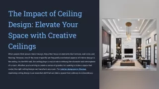 The Impact of Ceiling Design_ Elevate Your Space with Creative Ceilings