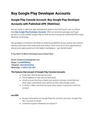 10 Quick Tips for Buy Google Play Developer Accounts