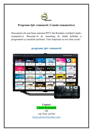 Programe Iptv romanesti | Canale-romanesti.ro