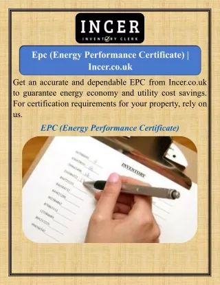Epc (Energy Performance Certificate)   Incer.co.uk
