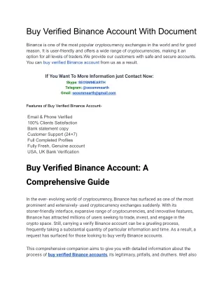 3 Little Known Ways to Buy Verified Binance Account