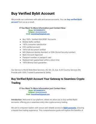 3 Little Known Ways to Buy Verified Bybit Account