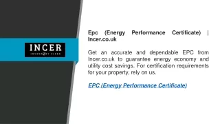 Epc (Energy Performance Certificate)  Incer.co.uk
