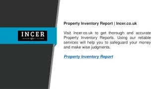 Property Inventory Report  Incer.co.uk