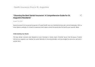 Choosing the Best Dental Insurance_ A Comprehensive Guide for St. Augustine Residents