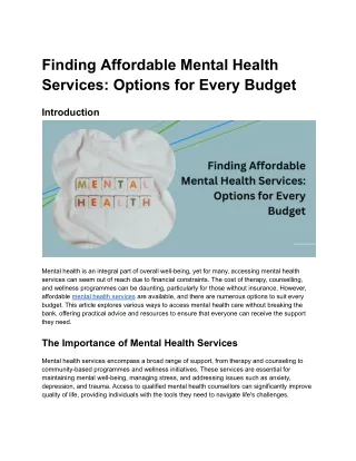 Finding Affordable Mental Health Services_ Options for Every Budget