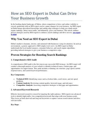 How an SEO Expert in Dubai Can Drive Your Business Growth
