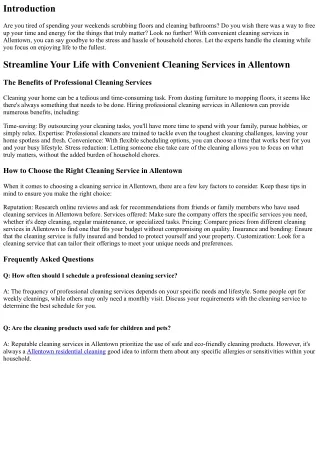 Streamline Your Life with Convenient Cleaning Services in Allentown
