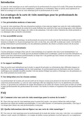 Les avantages de la carte de visite numérique pour les professionnels du secteur