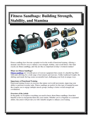 Fitness Sandbags Building Strength, Stability, and Stamina