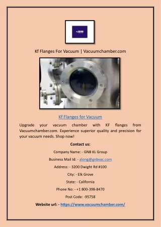 Kf Flanges For Vacuum | Vacuumchamber.com