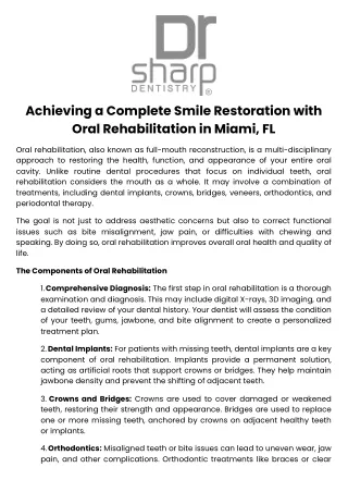 Achieving a Complete Smile Restoration with Oral Rehabilitation in Miami, FL