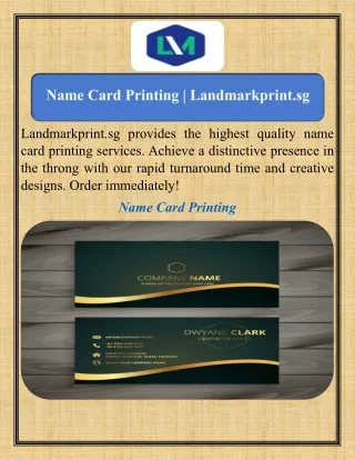 Name Card Printing    Landmarkprint.sg