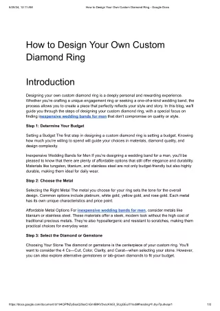 How to Design Your Own Custom Diamond Ring