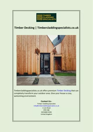 Timber Decking  Timbercladdingspecialists.co.uk