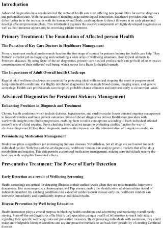 Innovative Diagnostics: A Breakthrough in Health care Cure