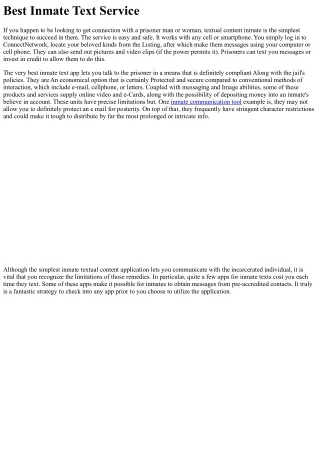 Very best Inmate Text Service