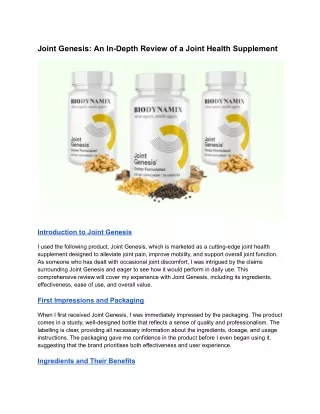 Joint Genesis_ An In-Depth Review of a Joint Health Supplement