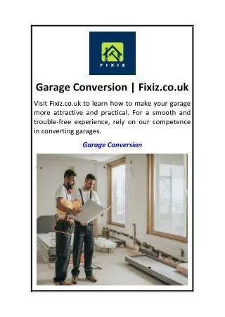 Garage Conversion  Fixiz.co.uk