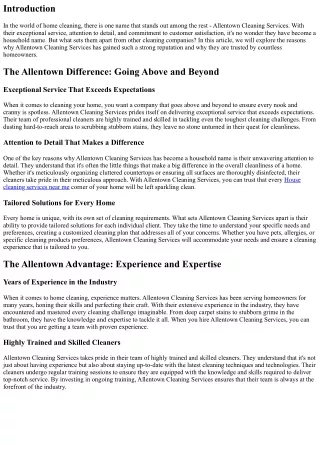 Why Allentown Cleaning Services Is a Household Name in Home Cleaning