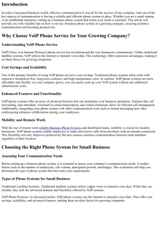 Tips for Setting up a Business Phone System in a Growing Company