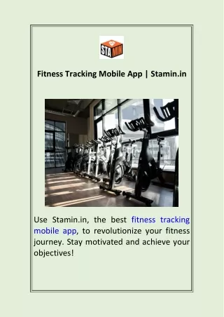 Fitness Tracking Mobile App  Stamin.in