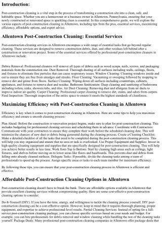 Making Your Space Sparkle: Post-Construction Cleaning in Allentown