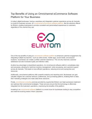 Top Benefits of Using an Omnichannel eCommerce Software Platform for Your Business
