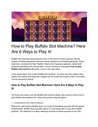 How to Play Buffalo Slot Machine_ Here Are 6 Ways to Play It!