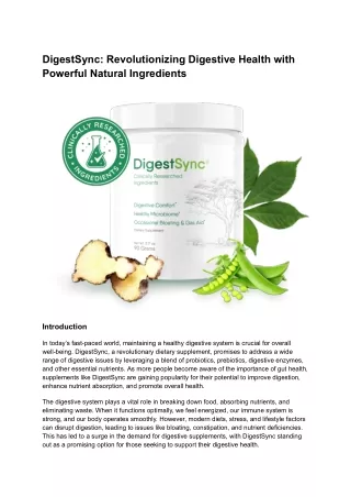 DigestSync: Revolutionizing Digestive Health with Powerful Natural Ingredients