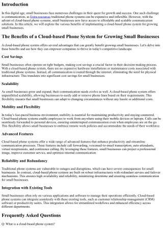 The Benefits of a Cloud-based Phone System for Growing Small Businesses