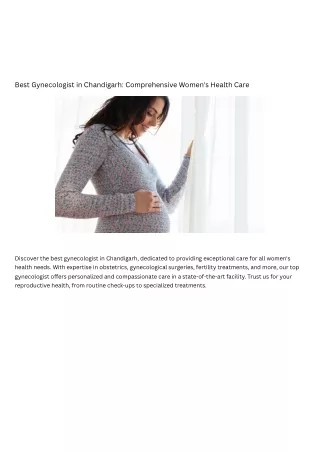 Best Gynecologist in Chandigarh Comprehensive Women's Health Care