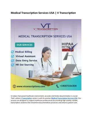 Medical Transcription Services USA VTranscription